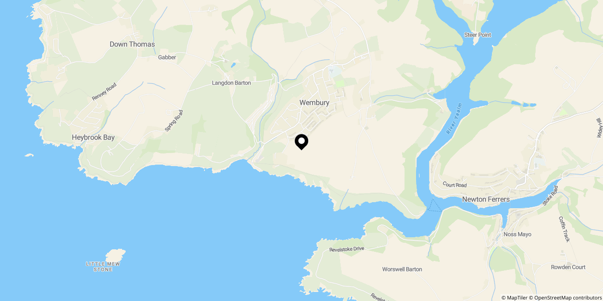 Approximate location of Warren Close, Wembury, Plymouth, PL9 0AF